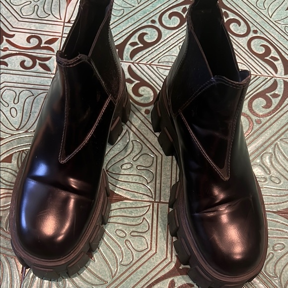 Prada Black Combat Moto Boots with Chunky Sole - Picture 5 of 5